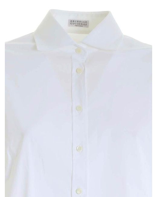 Brunello Cucinelli White Mini Beads On The Cuffs Shirt