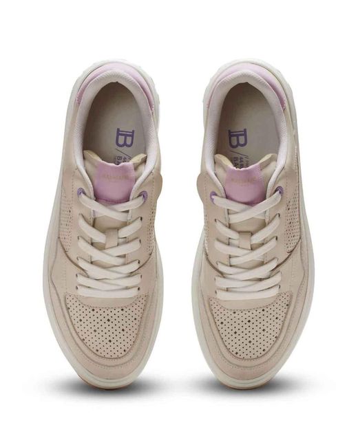 Balmain White Leather B-court Flip Sneakers