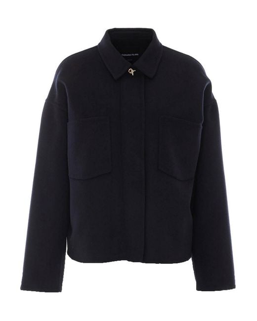 Fabiana Filippi Blue Jacket With Frontal Zip Closure