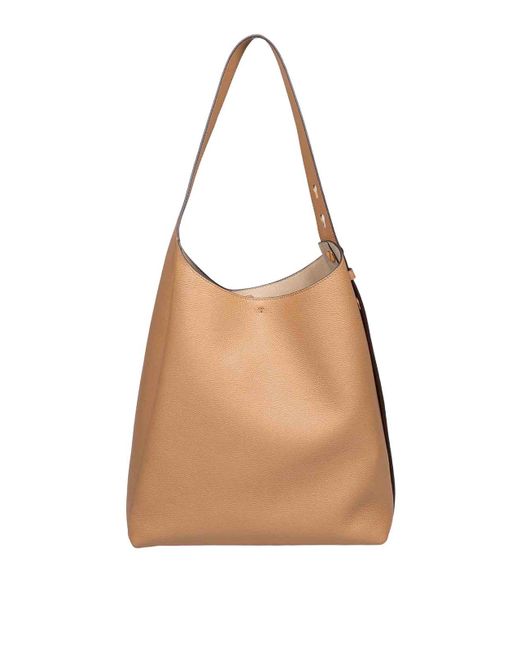 Tory Burch Natural Romy Hobo Bag Made Of Soft Hammered Leather