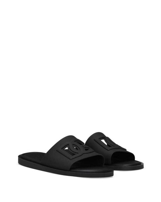 Dolce & Gabbana Black Embossed Logo Sandals for men