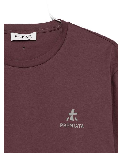 Premiata Purple Crew Neck T-Shirt With Logo for men
