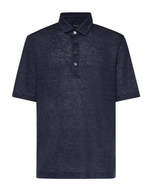 Zegna Blue Oasi Lino Polo for men