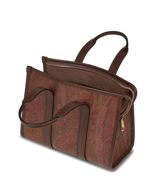 Etro Brown Paisley Small Tote Bag