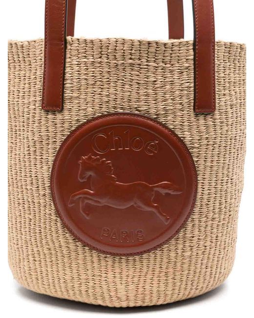 Chloé Brown Horse Medal Large Basket Bag