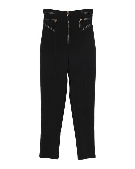 Elisabetta Franchi Black Crepe Trousers With Zip Details