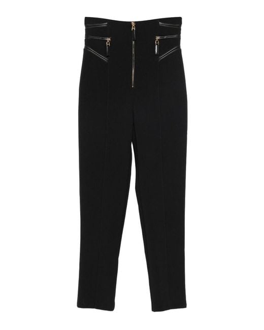 Elisabetta Franchi Black Crepe Trousers With Zip Details