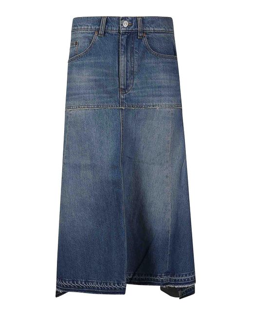 Victoria Beckham Blue Midi Skirt