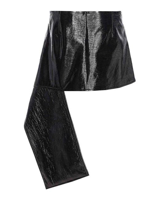 Courreges Black Fold Vinyl Mini Skirt