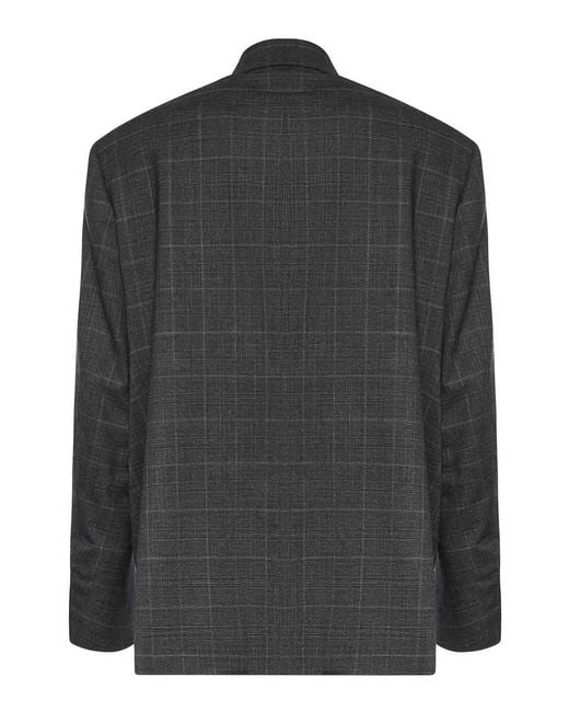 Balenciaga Gray Checked Wool Jacket for men