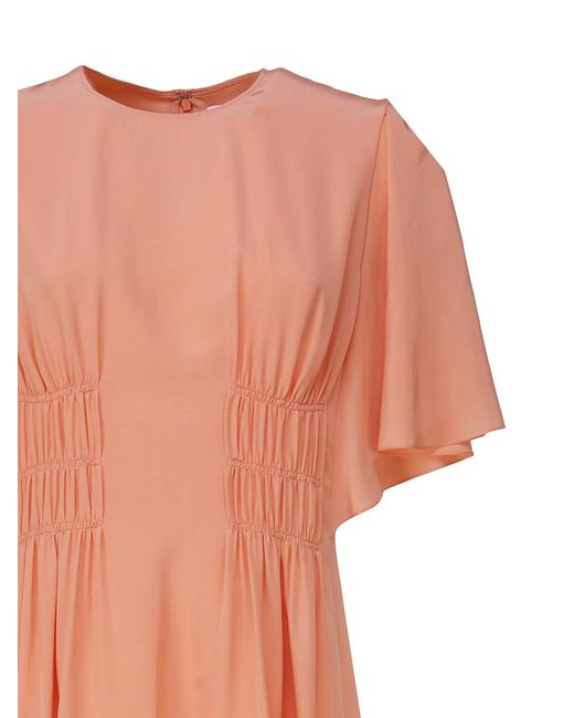 Chloé Pink Flared Dress With Cap Sleeves