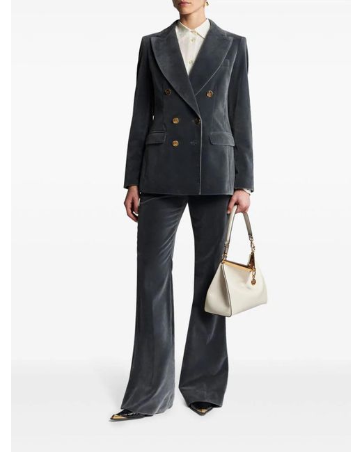 Etro Blue Flared Velvet Trousers
