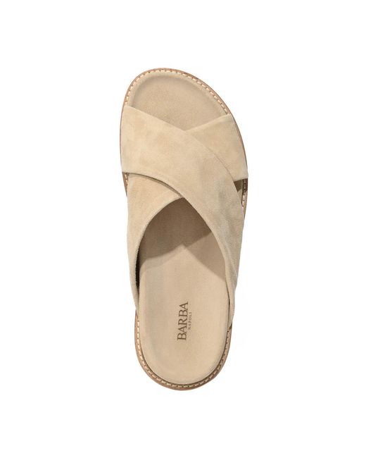Barba Napoli Natural Suede Sandals for men