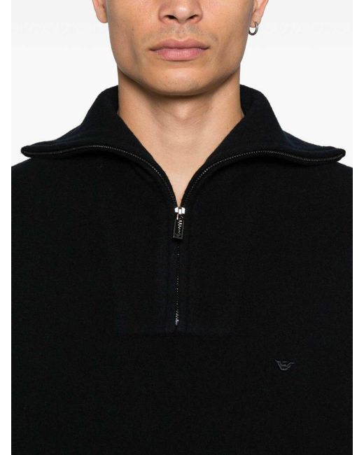 Emporio Armani Black Wool Turtle-Neck Jumper for men