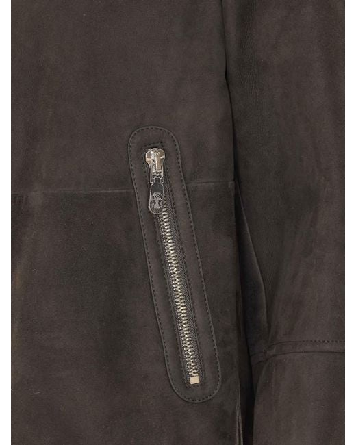 Brunello Cucinelli Black Suede Bomber for men