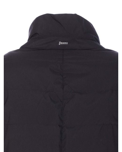 Herno Blue Blazer With Zip And Buttons Closure for men