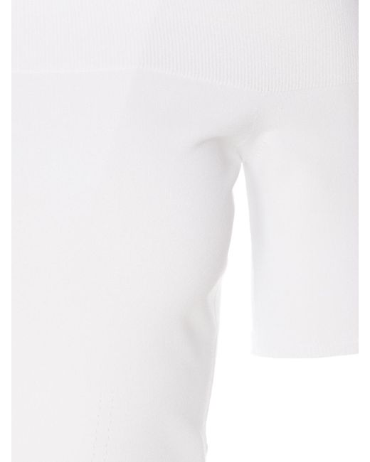 Alexander McQueen Elasticized Top With Boat Neck in White | Lyst
