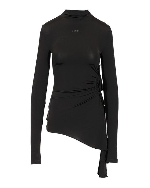 Off-White c/o Virgil Abloh Black Long Sleeve Draped Top