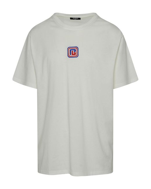 Balmain White Cotton T-Shirt for men