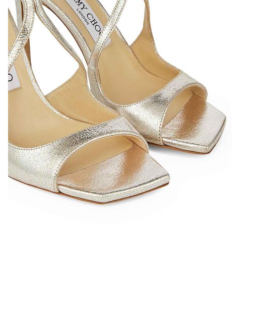 Jimmy Choo White Azia 95 Champagne Leather Sandals