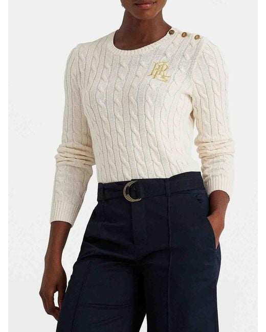 Ralph Lauren White Montiva Long Sleeve Pullover