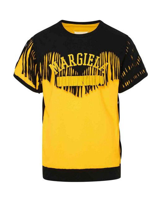 Maison Margiela Yellow Two Tone Décortiqué Cotton T Shirt for men