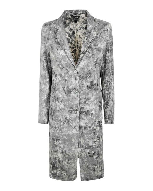 Avant Toi Gray Rever Neck Micro Mat Stitch Duster