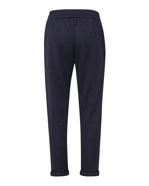 Brunello Cucinelli Blue Night Sky Cotton And Silk Blend Track Pants