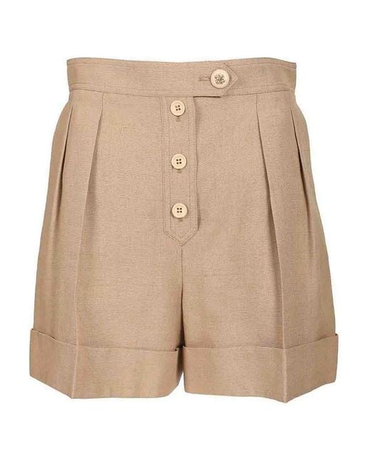 Valentino Garavani Natural Linen And Viscose Shorts