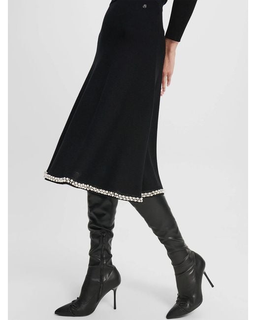 Karl Lagerfeld Black Line Pearl Knit Skirt