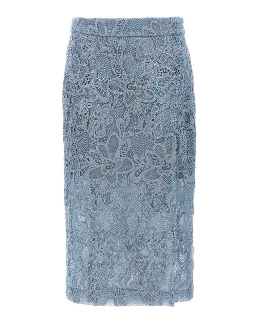 Ermanno Scervino Blue Lace Skirt