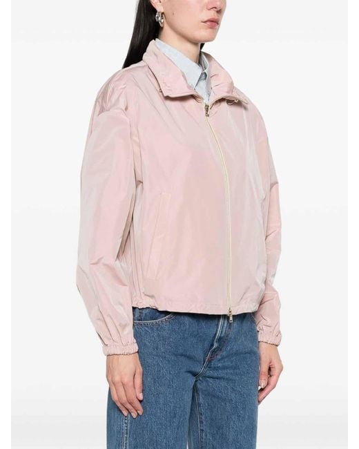 Herno Pink Lightweight High-Collar Jacket With Elasticized Cuffs