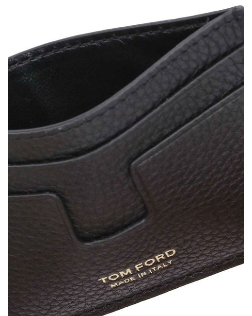 Tom Ford Gray Hammered Leather Card Holder for men