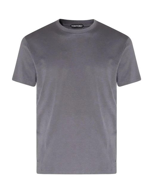 Tom Ford Gray Lyocell Cotton Crew Neck T-Shirt for men