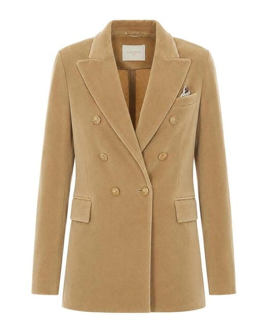 Circolo 1901 Natural Double Breasted Button Velvet Jacket