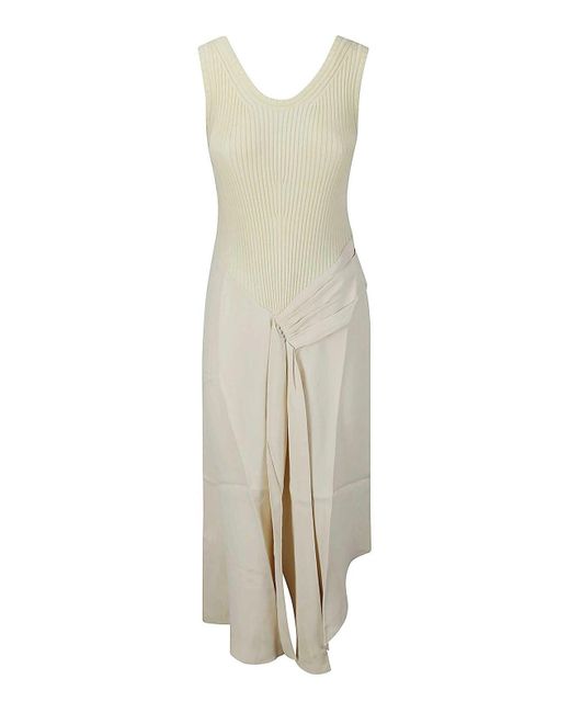 Victoria Beckham White Sleeveless Tie Detail Dress