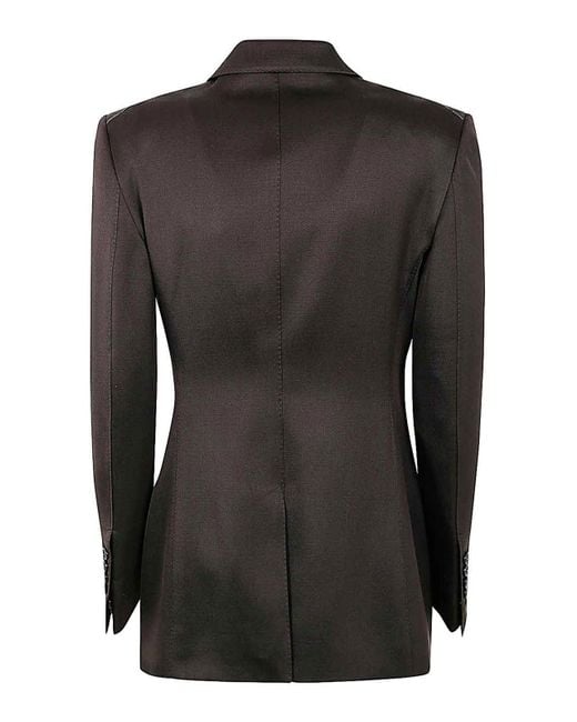 Tom Ford Black Silk Wool Double-Breasted Blazer Jacket