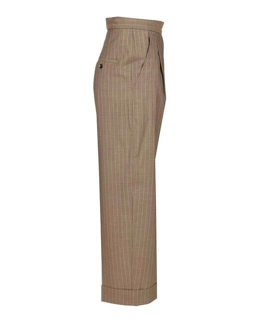 Max Mara Natural Pinstriped Trousers