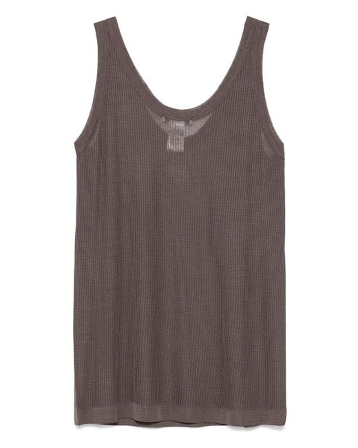 Lemaire Brown Seamless Ribbed Tank Top