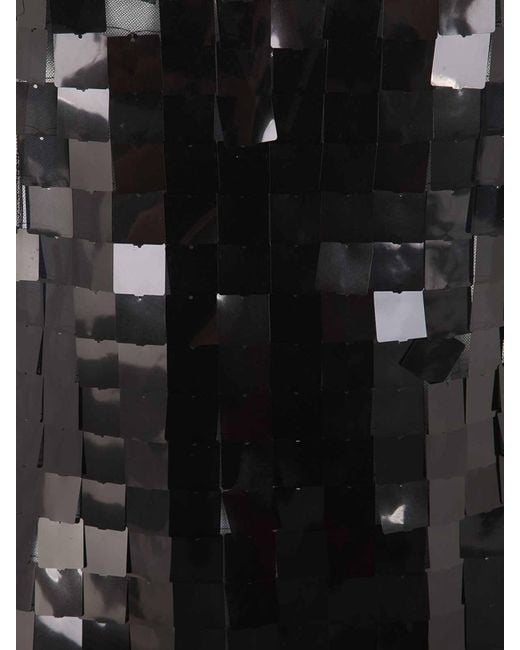 Maria Calderara Black Corazza Macro Square Sequins On Tulle Dress