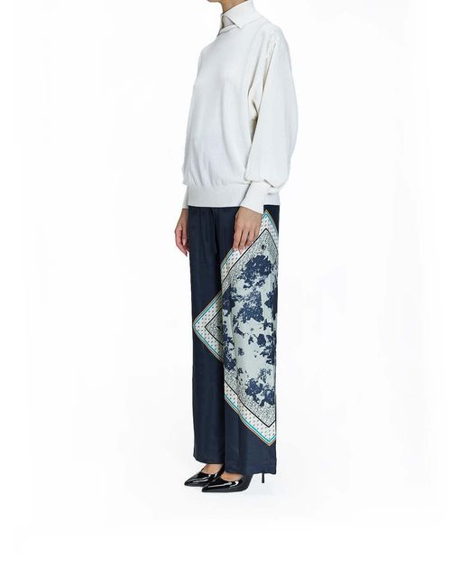 Genny White Cashmere Collar Sweater