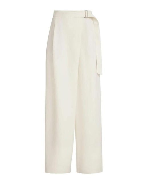 Brunello Cucinelli White Twill Wrap Trousers