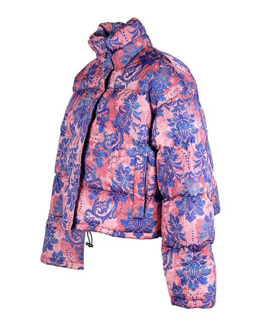 Versace Jeans Couture Purple Tapestry Puffer Jacket