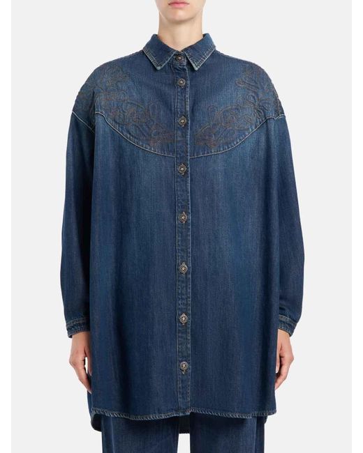Dondup Blue Fixed Denim Over Dress