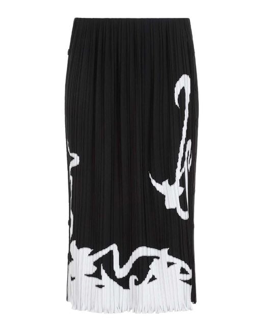 Lanvin Black Two-Toned Straight Hem Pleated Skirt