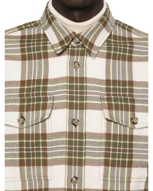 AMI Natural Wool Checked Overshirt for men
