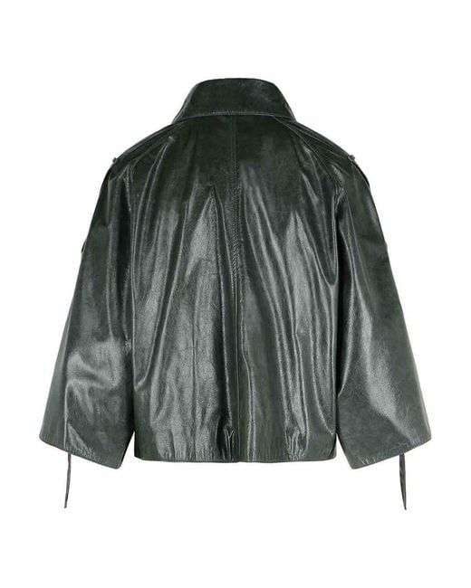 Max Mara Green 'Tenace' Leather Jacket