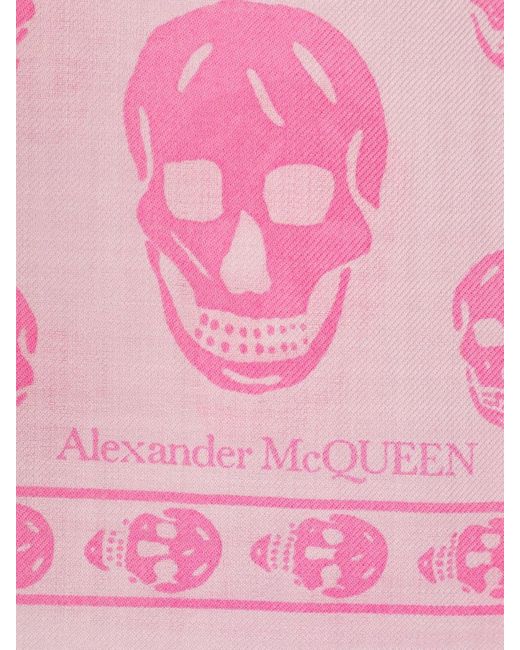 Alexander McQueen Pink Logo Printed Scarf With Raw-cut-edge
