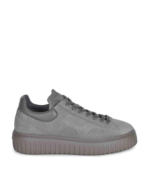 Hogan Gray Sneakers "H-Stripes" for men