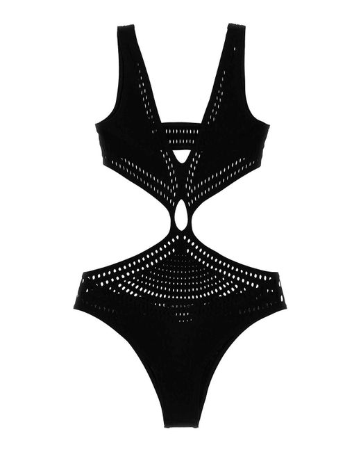 Roberto Cavalli Black Anatomic Stretch One-piece Swimsuit